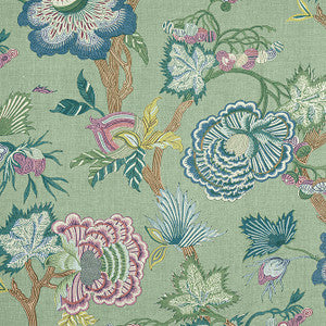 Indienne Jacobean Green F936416 by Thibaut Designer Fabric