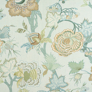 Indienne Jacobean Seaglass and Gold F936417 by Thibaut Designer Fabric