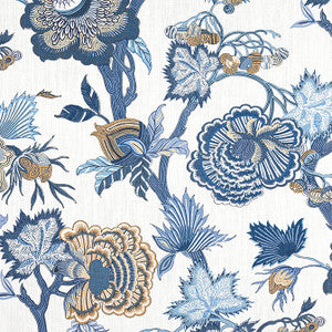 Indienne Jacobean Blue and White F936418 by Thibaut Designer Fabric