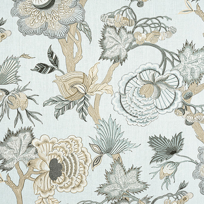 Indienne Jacobean Robin's Egg F936420 by Thibaut Fabric Thibaut Fabric Indienne Jacobean Robin's Egg F936420Fabric Indienne Fabric Book 100% Linen UNITED STATES </p><p>Repeat: V: 48 54 - Fabric Carolina -