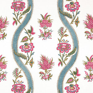 Ribbon Floral Raspberry and Teal F936426 by Thibaut Designer Fabric