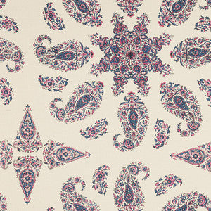 East India Raspberry and Blue on Natural F936430 by Thibaut Designer Fabric