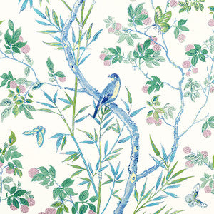 Claire Blue and Green F942014 by Thibaut Designer Fabric