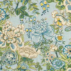 Peony Garden Spa Blue F942020 by Thibaut Designer Fabric