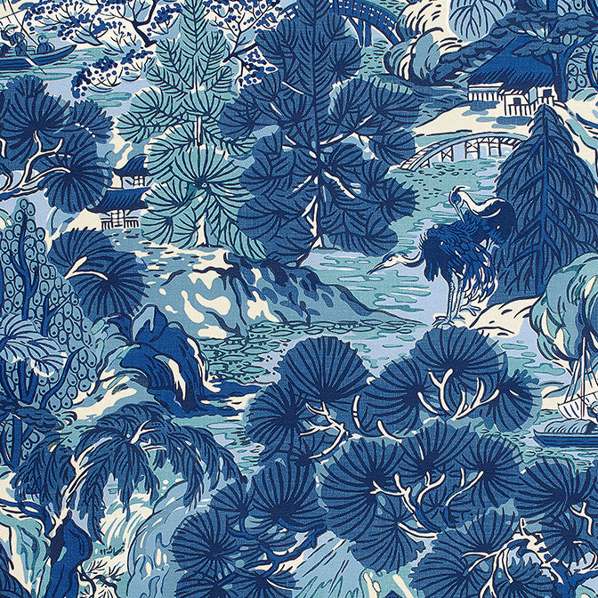 Pagoda Trees Blues F942023 by Thibaut Fabric Thibaut Fabric Pagoda Trees Blues F942023Fabric Sojourn Fabric Book 60% Linen, 30% Cot, 10% Nylon UNITED KINGDOM </p><p>Repeat: V: 34.5 54 - Fabric Carolina -