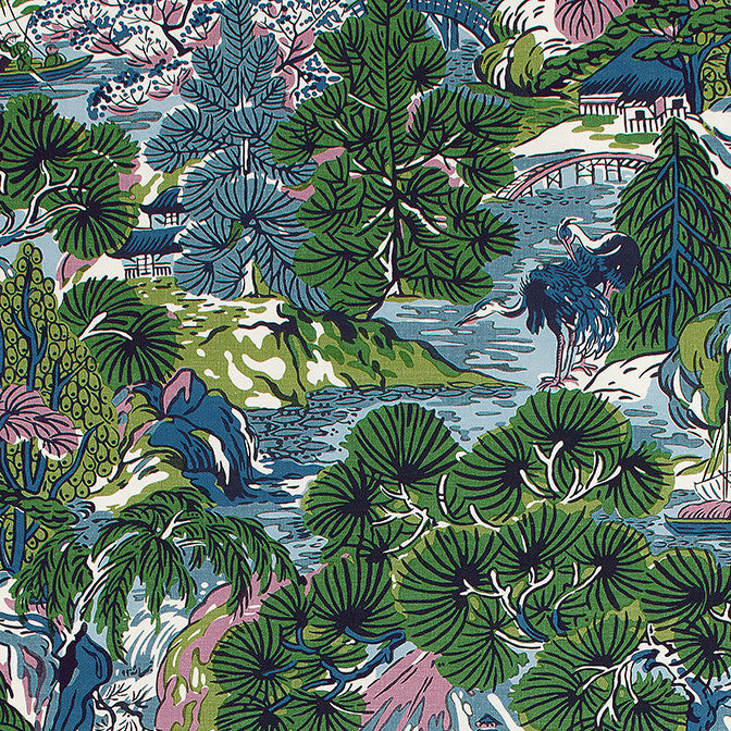 Pagoda Trees Lavender and Blue F942024 by Thibaut Fabric Thibaut Fabric Pagoda Trees Lavender and Blue F942024Fabric Sojourn Fabric Book 60% Linen, 30% Cot, 10% Nylon UNITED KINGDOM </p><p>Repeat: V: 34.5 54 - Fabric Carolina -