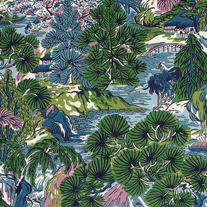 Pagoda Trees Lavender and Blue F942024 by Thibaut Designer Fabric
