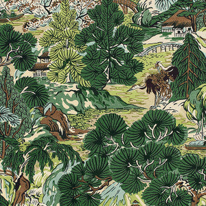 Pagoda Trees Brown and Green F942025 by Thibaut Designer Fabric
