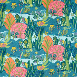 Albero Tangerine and Turquoise F945012 by Thibaut Designer Fabric