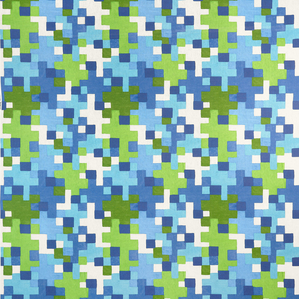 Pixel Blue and Green F945044 by Thibaut Fabric Thibaut Fabric Pixel Blue and Green F945044Fabric WANDERLUST FABRIC BOOK U.S.A </p><p>Repeat: H: 18.5  in  (46.99  cm), V: 20.5  (52.07  cm) 54  in  (137.16  cm) - Fabric Carolina -