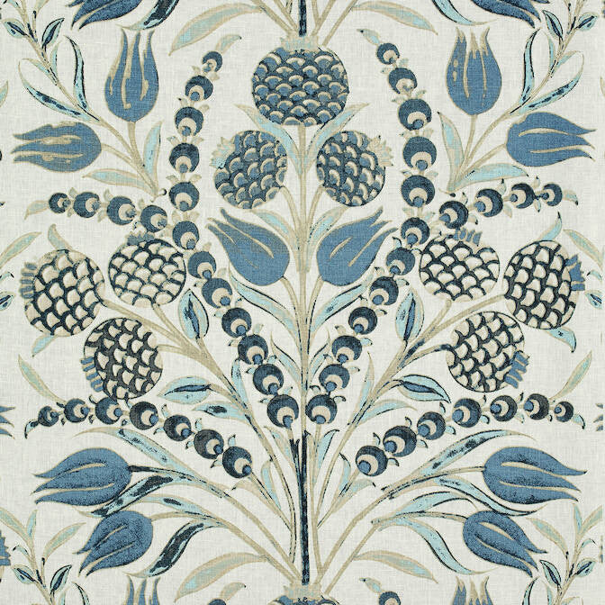Corneila Aqua and Blue F972602 by Thibaut Fabric Thibaut Fabric Corneila Aqua and Blue F972602Fabric Chestnut Hill Fabric 100% Linen INDIA </p><p>Repeat: V: 24 54 - Fabric Carolina -