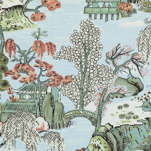 Asian Scenic Robin's Egg F975460 by Thibaut Designer Fabric