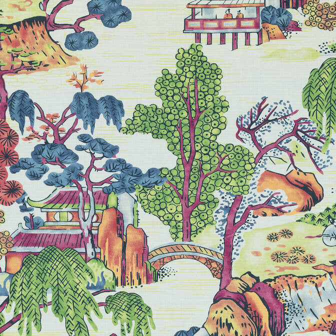 Asian Scenic Coral and Green F975464 by Thibaut Fabric Thibaut Fabric Asian Scenic Coral and Green F975464Fabric Dynasty Fabric Book 60% Linen, 30% Cot, 10% Nylon UNITED KINGDOM </p><p>Repeat: V: 33.5 54 - Fabric Carolina -