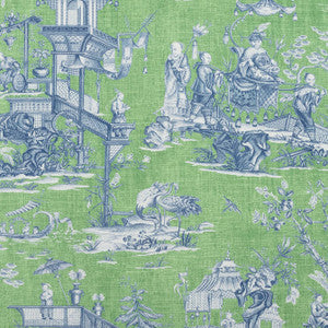 Cheng Toile Green and Blue F975467 by Thibaut Designer Fabric