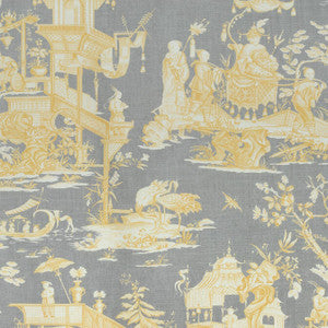 Cheng Toile Yellow and Grey F975470 by Thibaut Designer Fabric