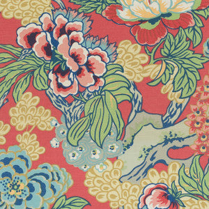 Honshu Coral and Green F975490 by Thibaut Designer Fabric
