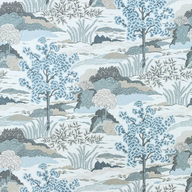 Daintree Aqua F985043 by Thibaut Fabric Thibaut Fabric Daintree Aqua F985043Fabric Greenwood Fabric Book 55% Linen, 45% Cotton UNITED KINGDOM </p><p>Repeat: V: 35 54 - Fabric Carolina -
