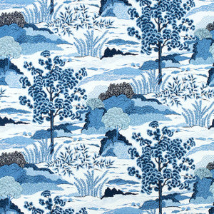 Daintree Blue on White F985044 by Thibaut Designer Fabric