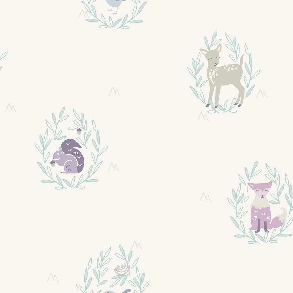 Furry Friends Blue, Gray, and Purple FA41109 by Seabrook Designs Designer Wallpaper
