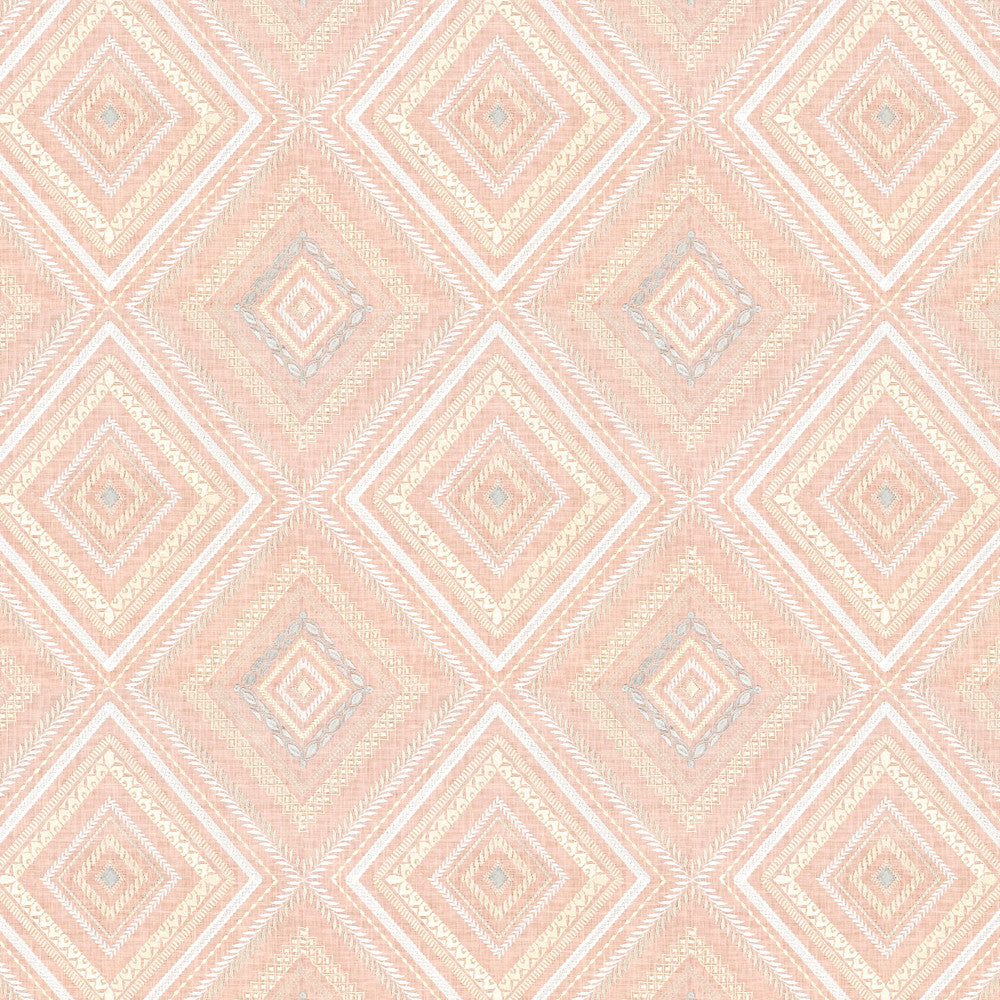 Farley 1 Tearose by Stout Designer Fabric RAINBOW LIBRARY TILE/SORBET 100%LIN %BEMB INDIA </p><p>Repeat: 12.625 51.5 in - Swanky Fabrics -