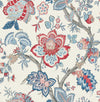Bernadette Jacobean French Blue & Antique Ruby FC60401 by Seabrook Designs Designer Wallpaper