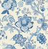 Bernadette Jacobean French Blue FC60402 by Seabrook Designs Designer Wallpaper
