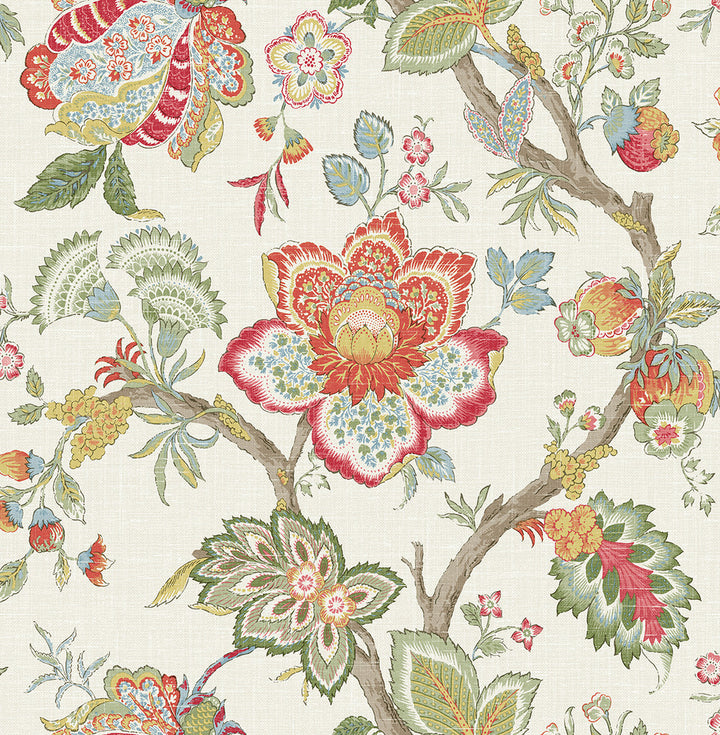 Bernadette Jacobean Pomme & Antique Ruby FC60404 by Seabrook Designs Designer Wallpaper