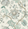 Bernadette Jacobean Summer Sky & French Blue FC60408 by Seabrook Designs Designer Wallpaper