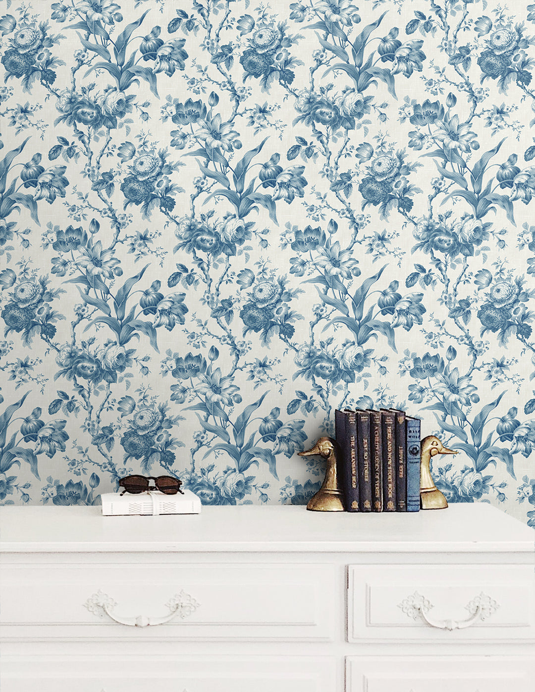 En Rose Blue Bell FC61202 by Seabrook Designs Designer Wallpaper