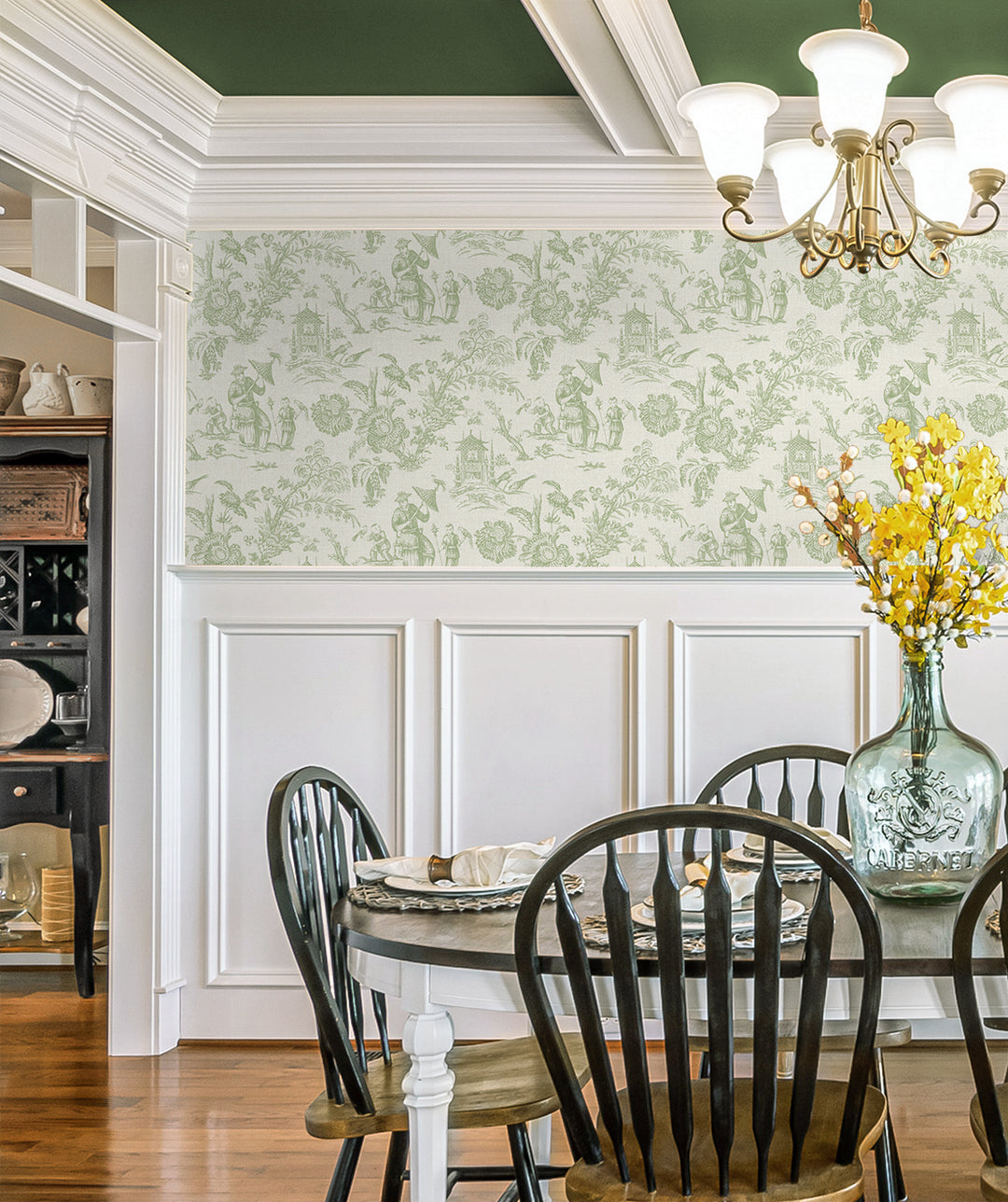 Colette Chinoiserie Herb FC61804 by Seabrook Designs Designer Wallpaper