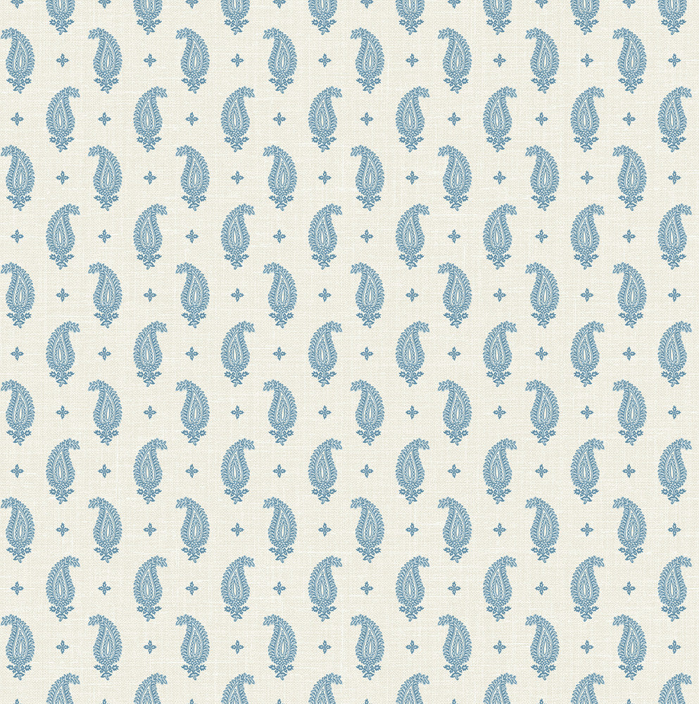 Maia Paisley Bleu Bisque FC62402 by Seabrook Designs Designer Wallpaper