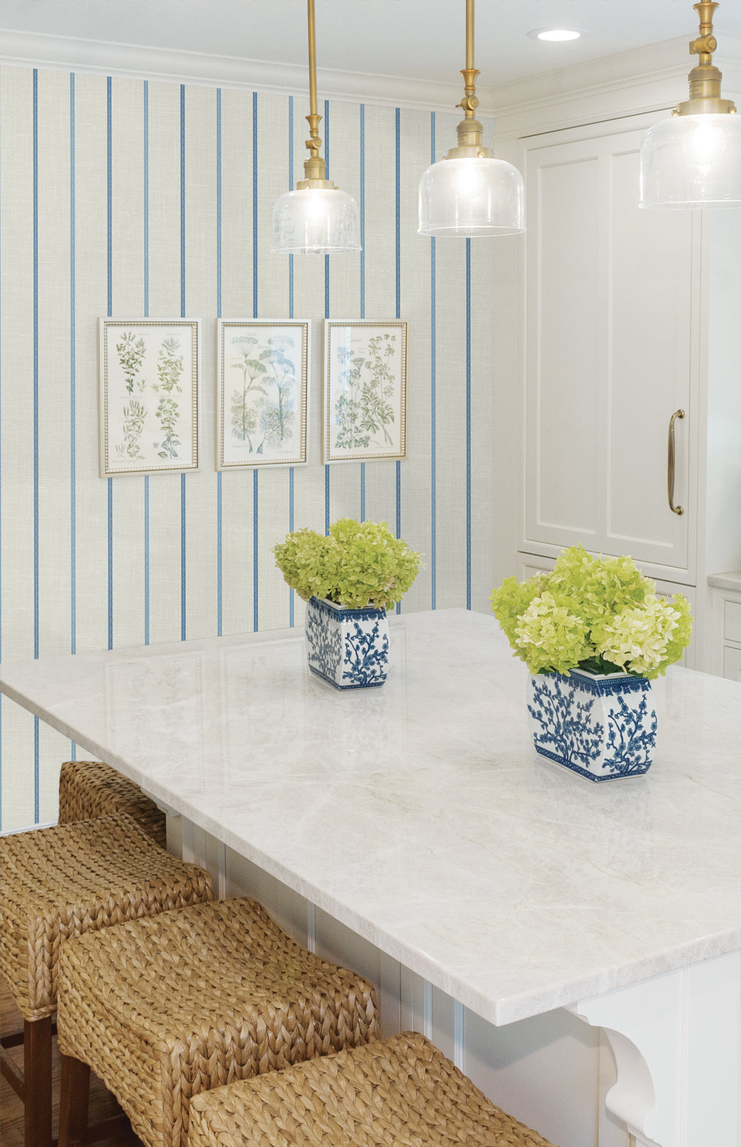 Andree Stripe French Blue & Denim Wash FC62502 by Seabrook Designs Designer Wallpaper