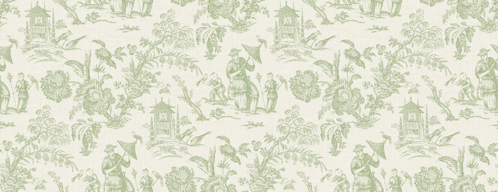 Chinoiserie Linen Fabric Herb FC62804F by Seabrook Designs Designer Fabric