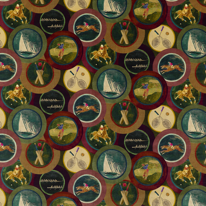Sporting Life Velvet Plum by Mulberry Designer Fabric MULBERRY LONG WEEKEND COTTON - 83%;POLYESTER - 17% United Kingdom Horizontal: 17.5724 and Vertical: 16.548 52.796 - Swanky Fabrics -