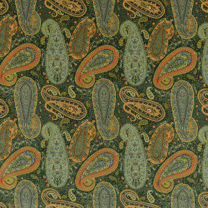 Peregrine Paisley Velvet Emerald by Mulberry Designer Fabric