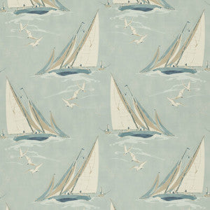Round The Island Blue by Mulberry Designer Fabric