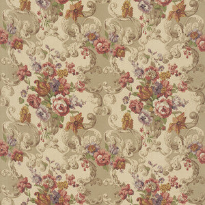 Floral Rococo Red/Plum by Mulberry Designer Fabric
