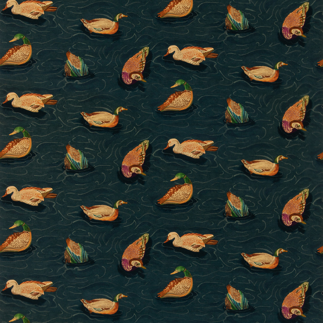 Duck Pond Velvet - Indigo FD2024.H10.0 by Mulberry Designer Fabric