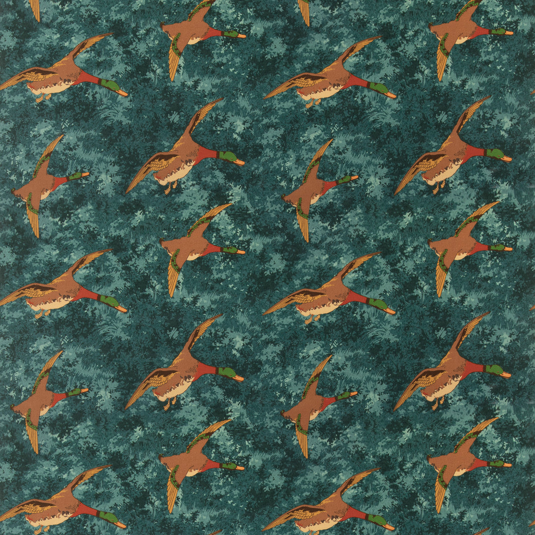 Forest Ducks Velvet - Teal FD2027.R11.0 by Mulberry Designer Fabric