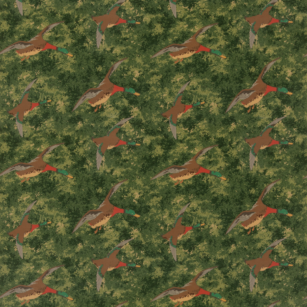 Forest Ducks Velvet - Emerald FD2027.S16.0 by Mulberry Designer Fabric