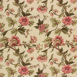 Hidcote Vine Green/Pink by Mulberry Designer Fabric