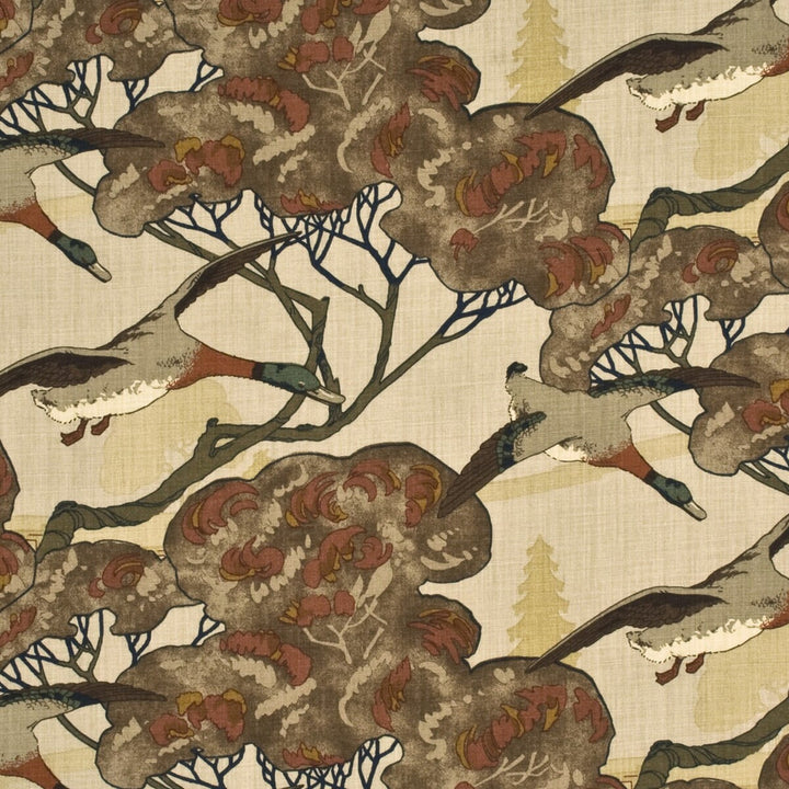 Flying Ducks Stone/Brown by Mulberry Fabric Mulberry Fabric Flying Ducks Stone/BrownFabric GRAND TOUR LINEN - 100% United Kingdom </p><p>Repeat: H: 53.978, V: 24.428 53.978 - Fabric Carolina -