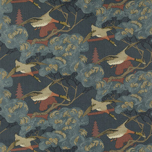 Flying Ducks Red/Blue by Mulberry Designer Fabric