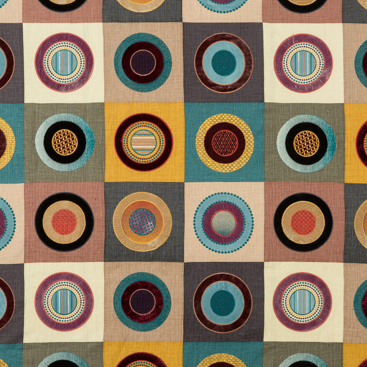 Dress Circle Multi by Mulberry Designer Fabric BOHEMIAN ROMANCE LINEN - 66%;VISCOSE - 27%;POLYESTER - 4%;SILK - 3% India - Horizontal: 25.61 and Vertical: 25.61 51.22 - Swanky Fabrics -