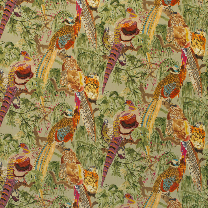 Game Birds Velvet Fig/Multi by Mulberry Designer Fabric BOHEMIAN ROMANCE COTTON - 88%;POLYESTER - 12% Austria HEAVY Horizontal: 26.792 and Vertical: 22.852 53.978 - Swanky Fabrics -