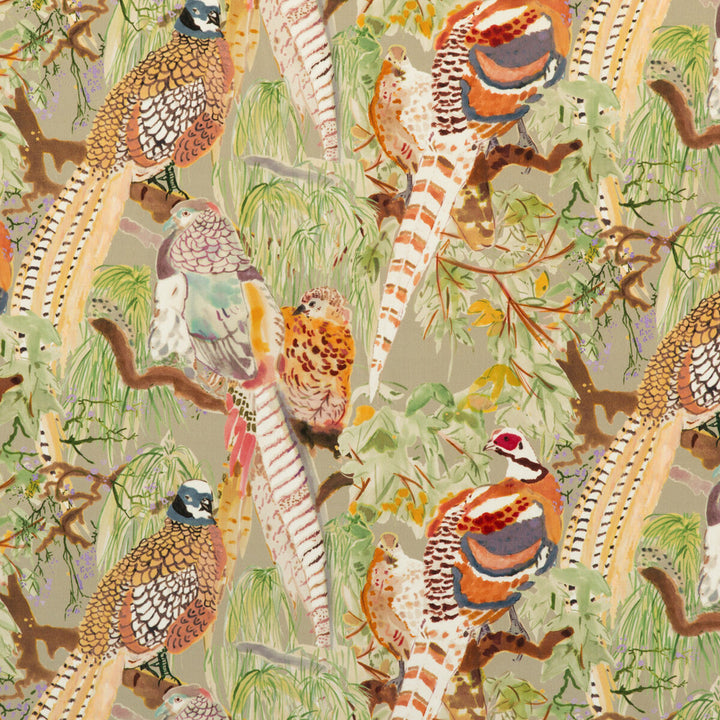 Game Birds Velvet Stone/Multi by Mulberry Fabric Mulberry Fabric Game Birds Velvet Stone/MultiFabric BOHEMIAN ROMANCE COTTON - 88%;POLYESTER - 12% Austria </p><p>Repeat: H: 26.398, V: 22.852 52.796 - Fabric Carolina -