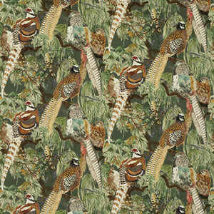 Game Birds Velvet Forest by Mulberry Designer Fabric