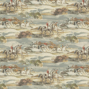 Morning Gallop Linen Blue/Sand by Mulberry Designer Fabric