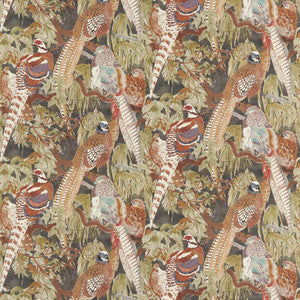 Game Birds Linen Charcoal FD305.A101.0 By Mulberry Designer Fabric
