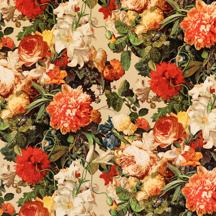 Floral Pompadour Velvet Spice by Mulberry Designer Fabric MODERN COUNTRY VELVETS COTTON - 88%;POLYESTER - 12% Austria HEAVY Horizontal: 52.796 and Vertical: 33.096 52.796 - Swanky Fabrics -